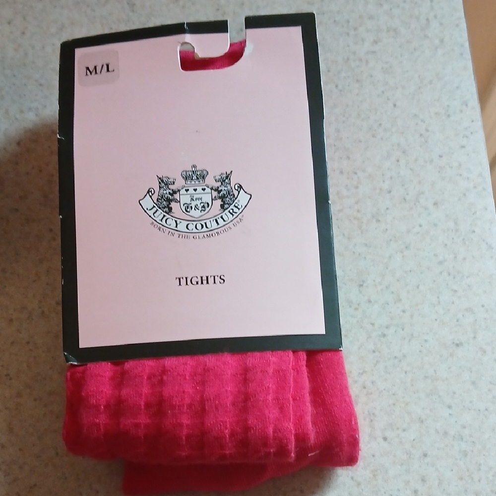 Juicy Couture Pink Ribbed Tights Size M/L